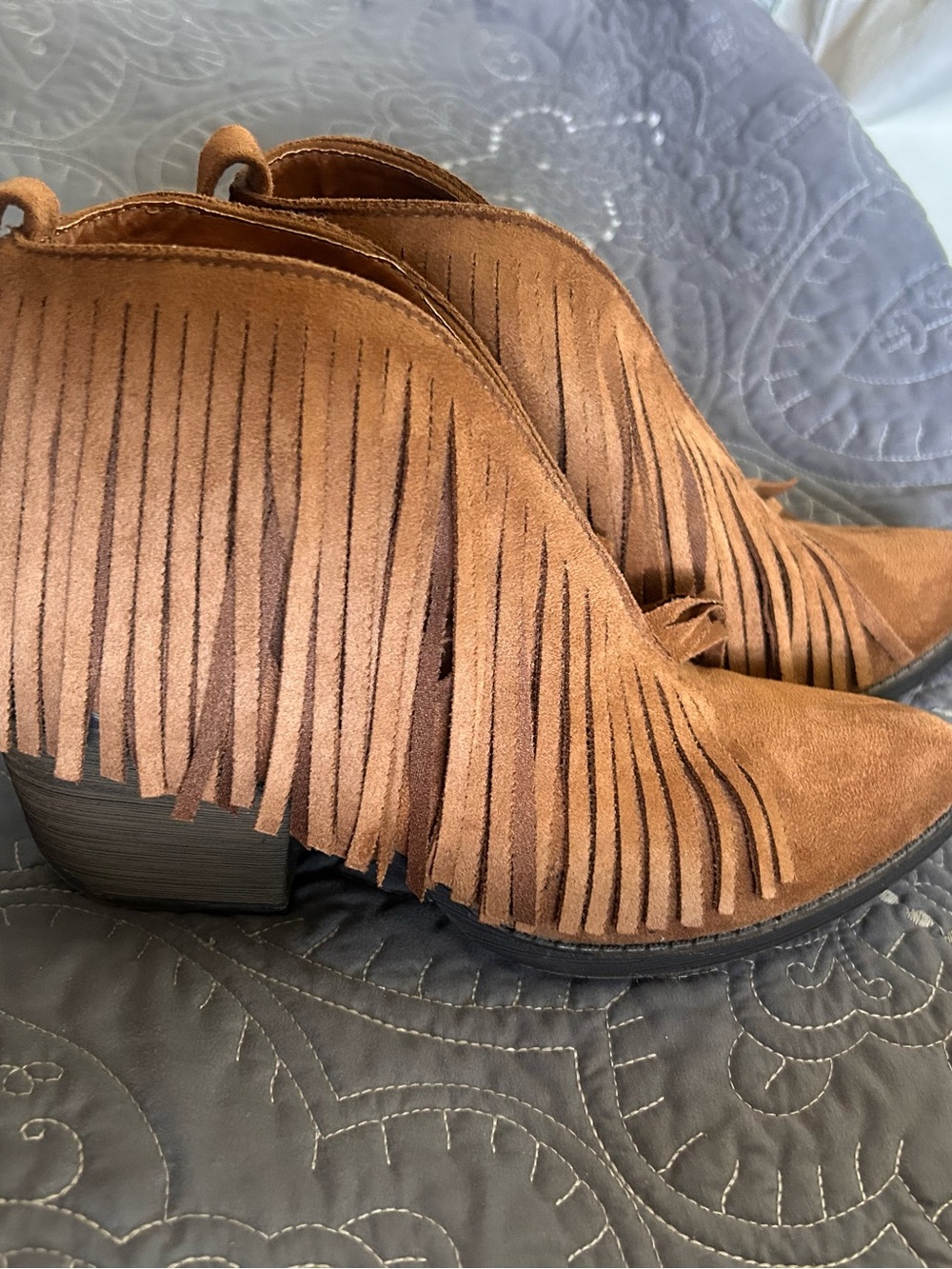 Coconuts by Matisse Lombard Fringe Ankle Booties Brown Suede 7.5 Boho Western